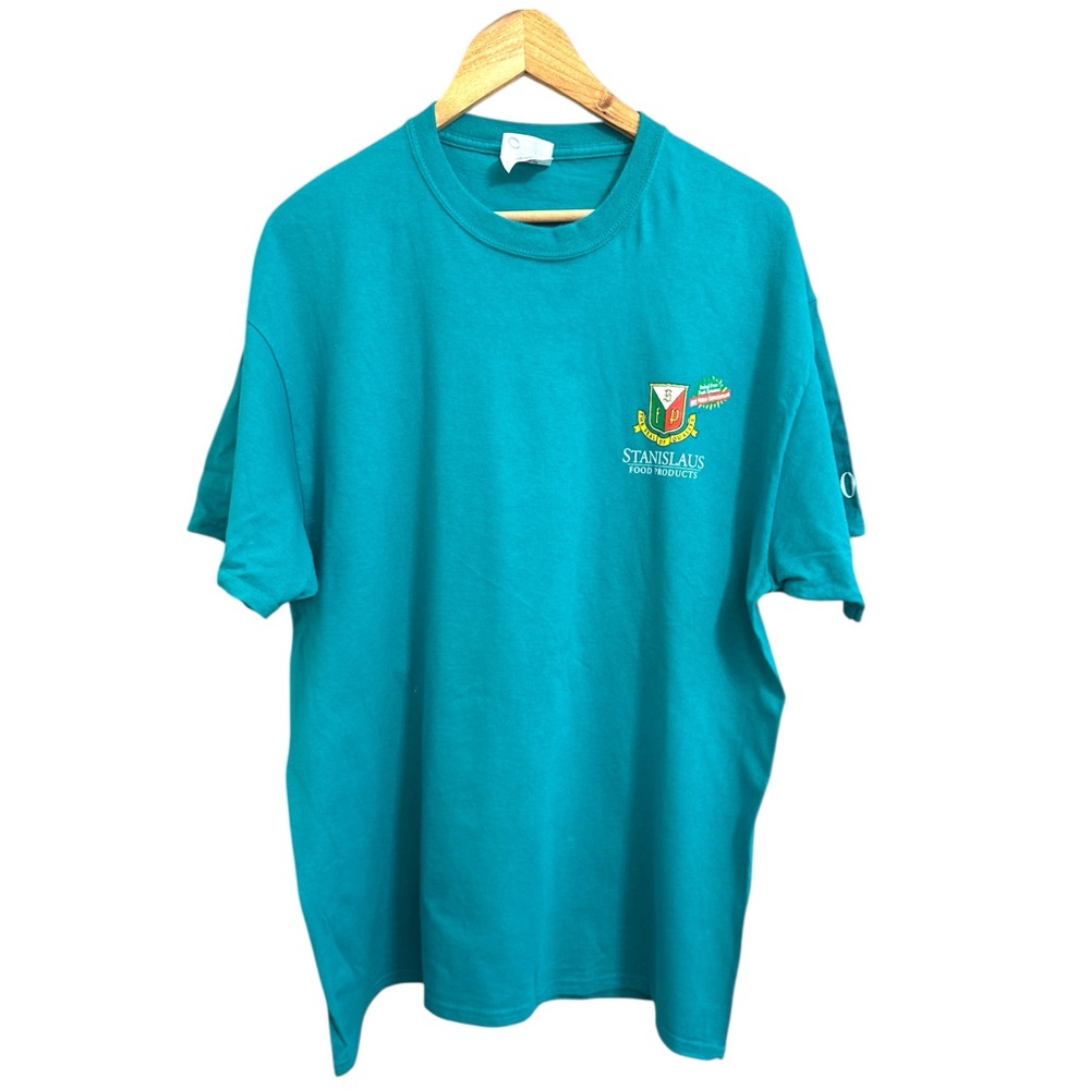 Teal Short Sleeve Tee with Stanislaus Foods Co. Logo